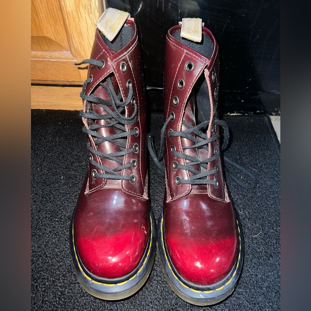 Burgundy Doc Martin Lace-Up Boots